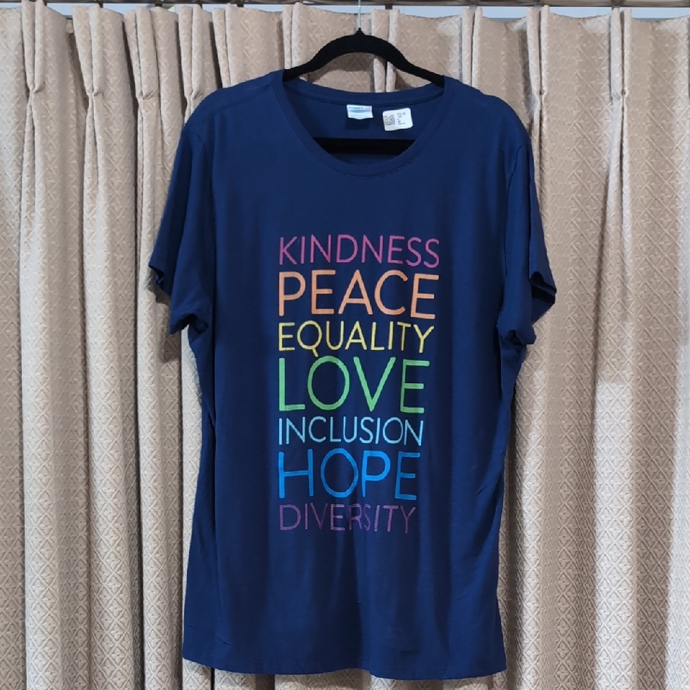 NWT Women's Size XXL Port & Company Kindness, Peace, Equality, Inclusion T-shirt